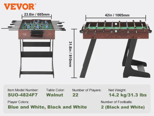 VEVOR 42 inch Folding Foosball Table Standard Size Foosball Table, Indoor Full Size Foosball Table for Home Family and Game