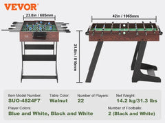 VEVOR 42 inch Folding Foosball Table Standard Size Foosball Table, Indoor Full Size Foosball Table for Home Family and Game