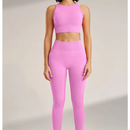 Yoga Clothing Set Women's High Waisted Leggings and Top Two Piece Seamless Fitness Exercise Clothing Fitness Workout Underwear