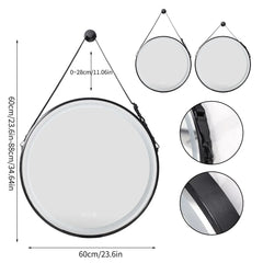 LUVODI Bathroom Light Mirror Round Black Gold Frame Bathroom Dimmable Fogless Mirror with Detachable Rope