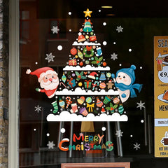 2024 Christmas Window Stickers Santa Claus Xmas Tree Cartoon Glass Decal Merry Christmas New Year Holiday Decorations for Home