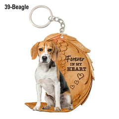 Dog Memorial Keychain - Forever In My Heart Angel Pendant Pet Jewelry Gift