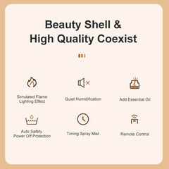 Fireplace Air Humidifier Dynamic Flame Essential Oil Diffuser 150ml Aromatherapy Diffuser with Timer Cool Mist Humidifier