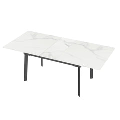 Extensible Dining Table Marble Top and Metal Frame Home Rectangular Kitchen Modern Furniture No Chairs