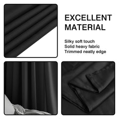 Blackout Curtains 2 Panels Thermal Insulated Grommet Darkening Drapes Solid Black Long Curtain for Bedroom Window Living Room
