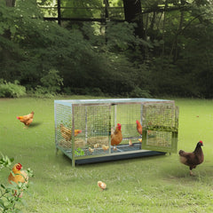 BingoPaw Stainless Steel Chicken Coop for Backyard and Farm Poultry Cage Hen House with Cover and Feeding Door
