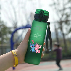 Lilo & Stitch 560ML Water Cup Children Portable Plastic Cartoon Figures Kawai Stitch Outdoor Large Capacity Sports Water Bottle
