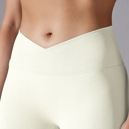 Crossover Waist Women Yoga Leggings Hips Lifting Gym Leggings Seamless Sport Pants High Waist Fitness Leggings Workout Running