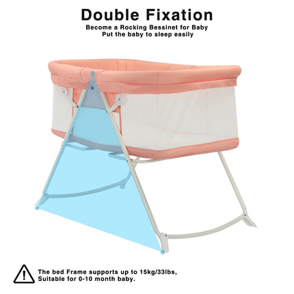 UBRAVOO Baby 2 in 1 Cribs and Cradles, Easy Folding Travel Cot with Mattress Multifunction Bedside Rocking for Newborn