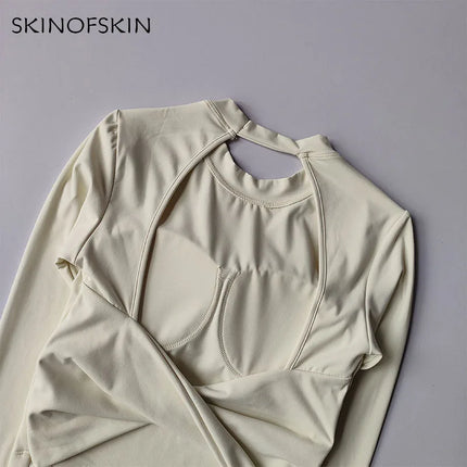 Sexy Back Sports Top for Women Autumn and Winter New Style Big Backless Yoga Suit Spicy Girl Long Sleeved Fitness T-shirt