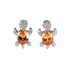 3pcs Silver-plated Necklace Earrings Set Ladies Light Luxury Fashion Style Turtle Shape With Multi Color Glass Diamond