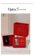 Valentine's Day Jewelry Gift Packaging Box  6 Rose Pendants Ring Bracelet Eternal Flower Window Opening Jewelry Box Romantic Bag