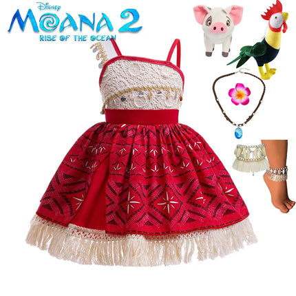 Cute Moana 2 Princess Dress Hollow out Boice Girls Disneyland Trip Vaiana Cosplay Costume Toddler Carnival Birthday Party Frock