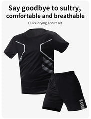 2/6 Pack Plus Size Men's Quick-drying Short-sleeved Shorts Suit Men's Leisure Sports Running Fitness T-shirt Joker Shorts Teen