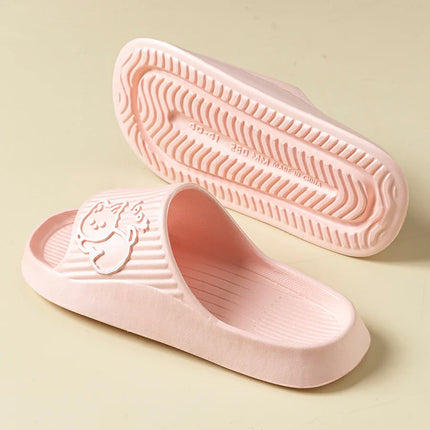 Women's Slippers Indoor Bathroom Anti-slip Home Cartoon Cute Little Dog Soft Sole Good Elasticity Summer Sandals Sool Flat Shoes