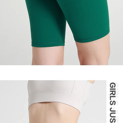 Summer new sans T line pure color yoga shorts Five-point Cycling Gym Run Sports Fitness Pants Tight Riding Shorts Women