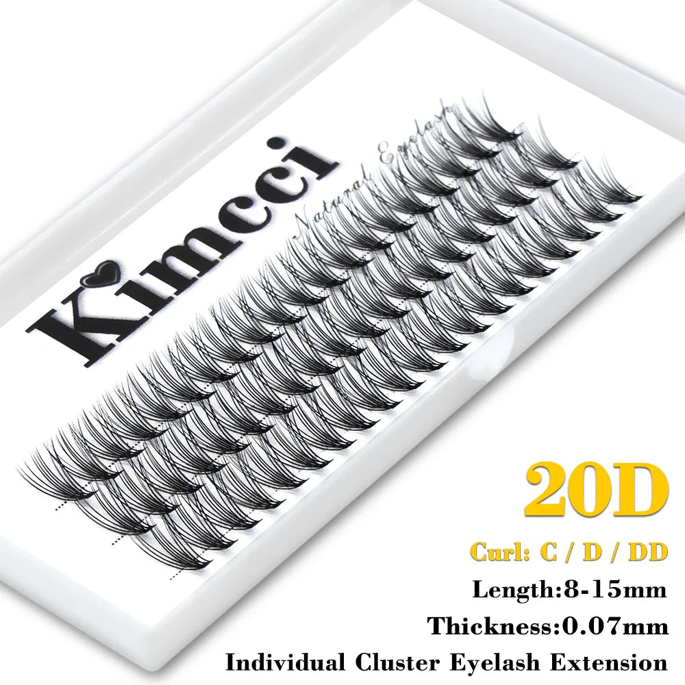 Kimcci 60 bundles / Case Natural False Eyelashes Extension Makeup 20P 3D Russian Individual Eyelashes Extension Mink Eyelashes