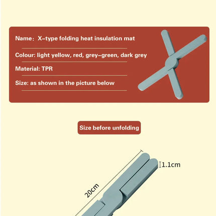 Silicone Heat Resistant Pad Foldable Non-Slip Pot Pan Mat Table Placemat Dish Plate Cross Holder Coaster Kitchen Table Trivet