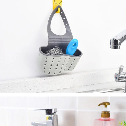 Home Storage Drain Basket Kitchen Sink Holder Adjustable Soap Sponge Shlf Hanging Drain Basket Bag Kitchen Accessories