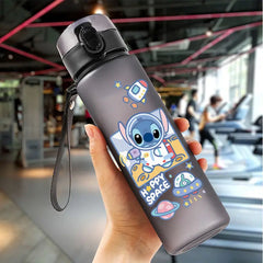 Lilo & Stitch 560ML Water Cup Children Portable Plastic Cartoon Figures Kawai Stitch Outdoor Large Capacity Sports Water Bottle