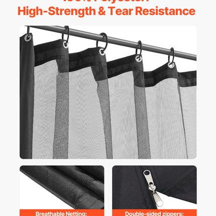 VEVOR Gazebo Netting Replacement Outdoor Garden Gazebo Net 4-Panel Sidewall Mesh Gazebo Curtain with Double Zipper for Garden