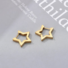 Classic Stainless Steel Hoop Earrings For Women Men Heart Star Oval Rectangle Round Triangle Gold Color Punk Hip Hop Jewelry
