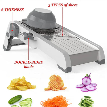 LMETJMA Ultra Sharp Mandoline Slicer Upgraded Vegetable Slicer Kitchen Adjustable Thickness Food Cutter Slicer Dicer KC0450