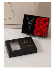 Valentine's Day Jewelry Gift Packaging Box  6 Rose Pendants Ring Bracelet Eternal Flower Window Opening Jewelry Box Romantic Bag
