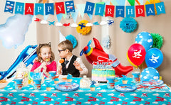 Airplane Birthday Party Decorations,167pcs decorations&Airplane Party Tableware set-Airplane Plates Napkins Cups TableCloth etc