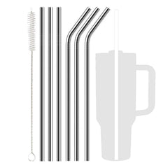 7 Pack Stainless Steel Straw Replacement 40 oz for Stanley Adventure Travel Tumbler, Reusable Straws with Cleaning Brush Compati