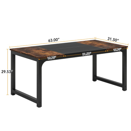 Tribesigns 63"x31.5" Dining Table, Industrial Kitchen Table for 6-8 Person, Rectangular Dinner Table for Dining Room Kitchen