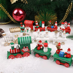 Wooden Train Christmas Ornaments Santa Cake Decoration Merry Christmas Navidad New Year Party Table Decoration Kids Gifts Toys