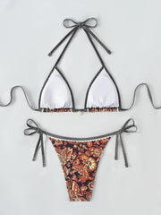 2025 Halter String Triangle Two Piece Bikini Women Swimwear Female Swimsuit Bathers Bathing Swimming Suit Beachwear Summer