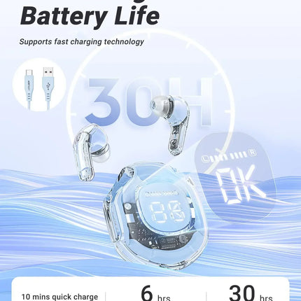 T8 PRO Tws Bluetooth Earbuds Transparent with LED Digital Display Wireless In-Ear Earphone for Xiaomi Huawei iPhone Headphone