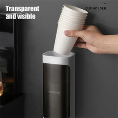 Cream Disposable Cup Holders Household Wall-Mounted Automatically Drop Punch-Free Paper Cups Dust-Proof Drinking Fountain Racks