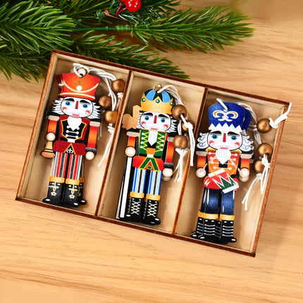 Christmas Nutcracker Soldier Wooden Pendant Xmas Tree Hanging Ornaments 2024 Navidad Decoration for Home 2025 New Year Gifts
