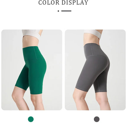 Summer new sans T line pure color yoga shorts Five-point Cycling Gym Run Sports Fitness Pants Tight Riding Shorts Women