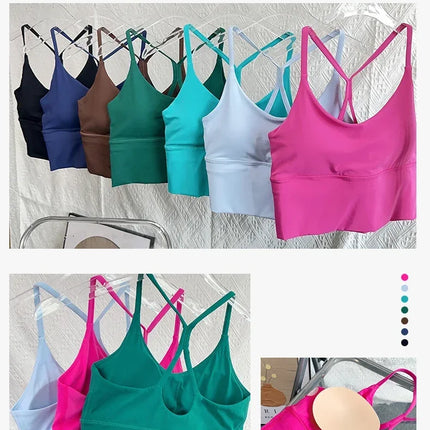 Fashion Sexy Cross Back Small Sling Yoga Underwear Women Breathable Shockproof Gym Fitness Running Sport Crop Tops Athletic Vest