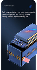 60000mAh Portable Power Bank - 120W Fast Charging Solar Generator for Camping Emergency Outdoor