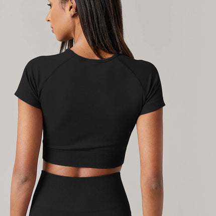 Women Yoga Top Seamless Sport T Shirts Fitness Clothes Short Sleeve Yoga Shirt Gym Top Running Active Wear Sport Top