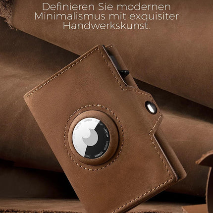 YATBEST Men's Leather Wallet With Coin Pocket AirTag Positioning Card Clip RFID Anti Magnetic Anti-Theft Card Swiping Bag