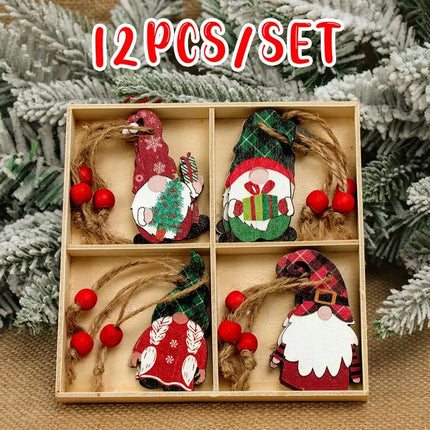Christmas Gnomes Wooden Pendants Merry Christmas Decorations For Home 2024 Xmas Tree Christmas Ornaments Navidad New Year Gift