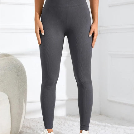 High Waisted Seamless Yoga Leggings, Ribbed Sportswear Tights, Fitness Apparel for Women, Gym and Casual Wear For Fall & Winter