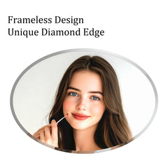 50/60 Length Oval Frameless Bathroom Mirror with Beveled Edge High Definition Vanity Mirror for Living Room Entryway