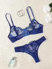 2-Pieces Fancy Sexy Lingerie Set Woman Semi-Sheer Women's Underwear Embroidery Beautiful Bra And Panty Sets Erotic Outfits