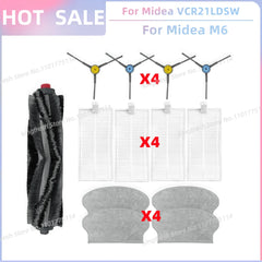 Fit For Midea VCR21LDSW / Midea M6 / Eureka NER600 Robot Vacuum Parts Main Roller Side Brush Hepa Filter Mop Cloth Accessories