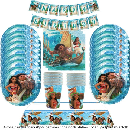 Disney Moana Birthday Party Decorations Supplie Moana Celebration Party Balloons Disposable Tableware Cup Plate Baby Shower Toys