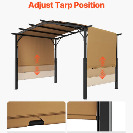 VEVOR Outdoor Pergola Arched Top Metal Pergola Retractable Pergola with Sun Shade Canopy Large Patio Shelter Pavilion for Deck