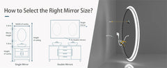 LED Bathroom Mirror Round 600/800mm Illuminated Dimmable Backlit Lighted Wall Vanity Mirror Anti-fog Smart Makeup Shaving Mirror