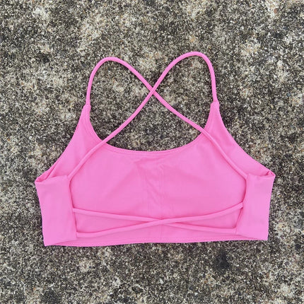 Women Sports Bra Sexy Cross Straps Back Fitness Bralette High Impact Gym Yoga Workout Crop Top Vest Push Up Running Underwear
